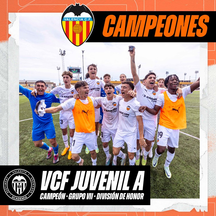 Valencia CF, campeón de División de Honor juvenil con incertidumbre hasta los últimos minutos
