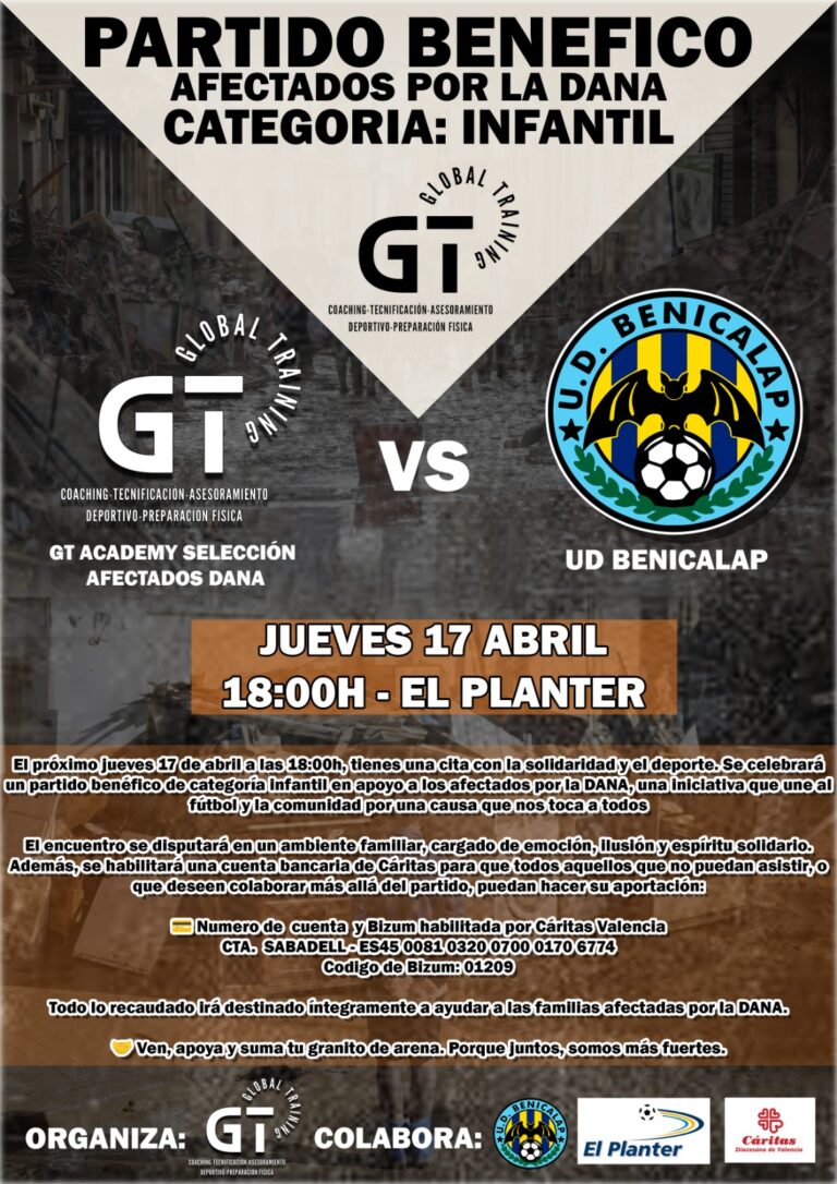Global Training Academy organiza un partido benéfico infantil a favor de los damnificados por la DANA