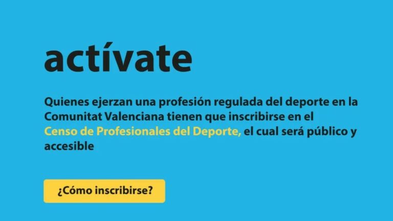 Actívate Generalitat Valenciana censo de profesionales del Deporte