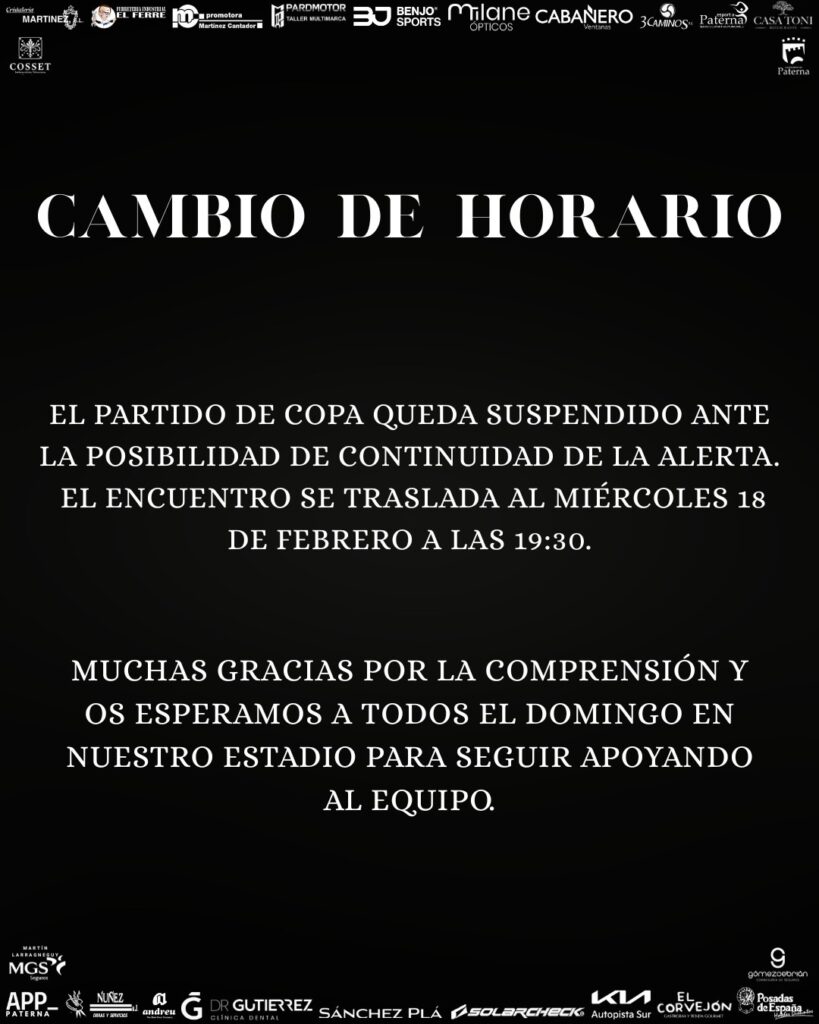 Canvi de data Paterna CF La Nostra Copa